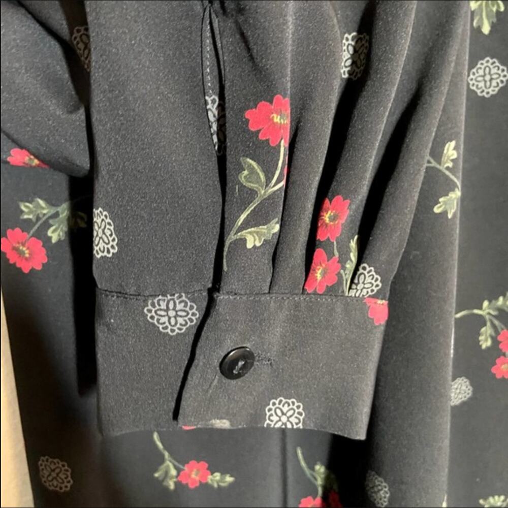 Vintage Pendleton Skirt Set 90s Blouse Poppy Print Floral Black Red Matching 12 - Picture 5 of 8